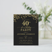 Budget Schwarz und Gold Script 40. Geburtstag (Stehend Vorderseite)