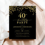 Budget Schwarz und Gold Script 40. Geburtstag Flyer<br><div class="desc">Set die Bühne für eine elegante Feier mit einer Schwarz-Gold-Script-Einladung Geburtstag! Dieses luxuriöse Gold-Script auf einem schwarzen Hintergrund strahlt Eleganz und zeitlosen Charme aus. Perfekt für Geburtstage oder ein stilvolles Event, kombiniert es klassische Eleganz mühelos mit modernem Flair. Ob ein großes Party oder eine intime Ansammlung - diese Einladung ist...</div>