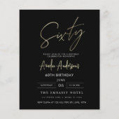 Budget Schwarz und Gold Script 60. Geburtstag (Vorderseite)