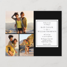 Budget Schwarz und Weiß 4 Fotos Einladung Hochzeit