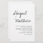 Budget Schwarz-weiß Boho Simple Wedding Einladung (Vorne/Hinten)