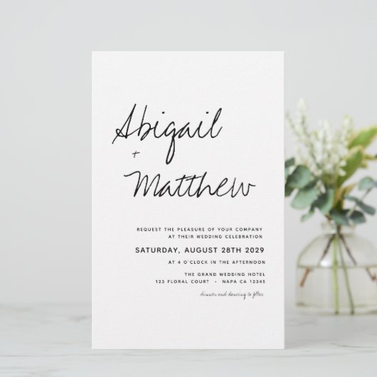 Budget Schwarz-weiß Boho Simple Wedding Einladung (Stehend Vorderseite)