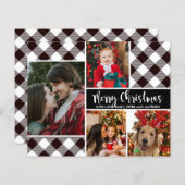 Budget Schwarz-weiß Buffalo Kariert Weihnachtskart (Vorne/Hinten)