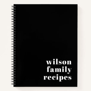 Budget Schwarz Weiß Familienname Typografie Rezept Notizblock