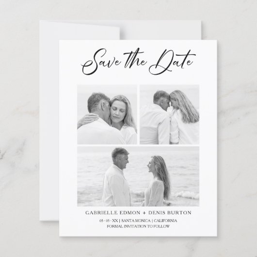 Budget Schwarz-weiß Floral 2 Fotos Trendy Collage (Vorderseite)