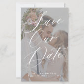 Budget Schwarz-Weiß-Foto Hochzeit speichern Sie da (Vorderseite)