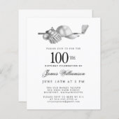 Budget Schwarz-weiß Golf 100. Geburtstag Einladung (Vorne/Hinten)