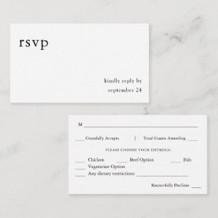 Budget Schwarz & Weiß Kalligrafie 9 Mahlzeiten Begleitkarte