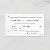 Budget Schwarz & Weiß Kalligraphie 10 Mahlzeiten Begleitkarte (Rückseite)