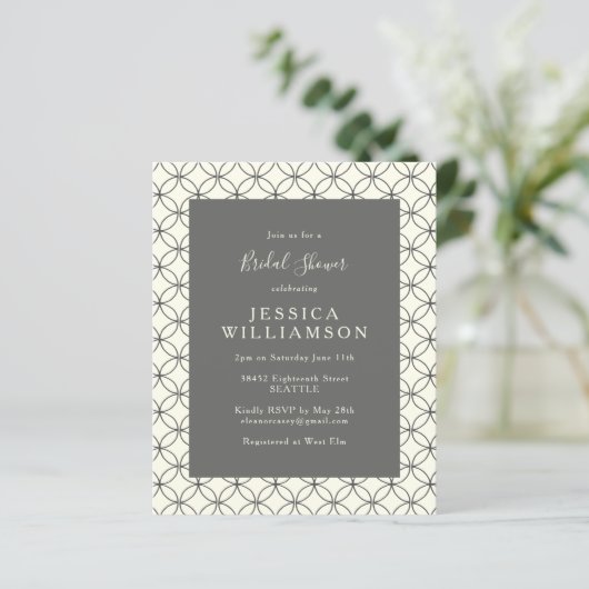 Budget Schwarz-weiß Line Art Brautparty Einladung (Stehend Vorderseite)