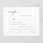 Budget Schwarz-Weiß-Menü Wahl Hochzeit rsvp (Vorderseite)