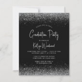 Budget Schwarz-weiß Silver Glitzer Graduation Part (Vorderseite)