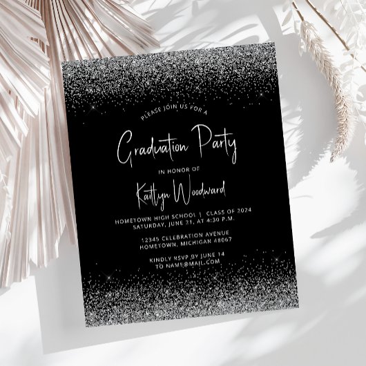 Budget Schwarz-weiß Silver Glitzer Graduation Part