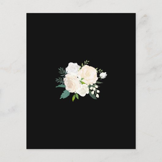 Budget Schwarz-weiße Blumendusche Einladung (Rückseite)