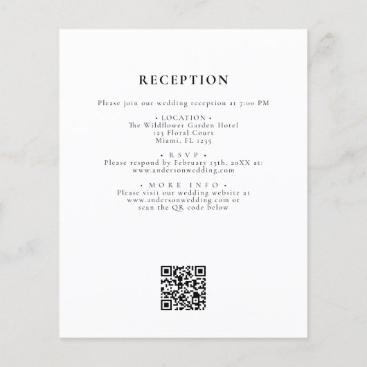 Budget Schwarz-weiße französische Elegant QR Code  (Rückseite)