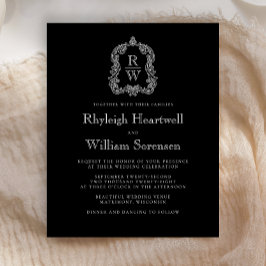 Budget Schwarz-weißes Monogramm Wappen Hochzeit Ei