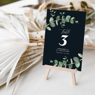 Budget-schwarze Eukalyptus-elegante Hochzeitstisch Einladung