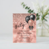 Budget Schwarze Rose Gold Ballon Bow 60. Geburtsta (Stehend Vorderseite)