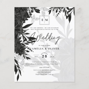BUDGET Schwarze Rosen Elegante Weiße Hochzeitseinl Flyer