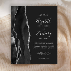 Budget Schwarze Silber-Achat-Dunkle Hochzeitseinla