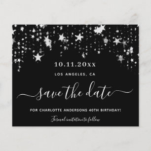 Budget schwarze silberne Sterne Geburtstag Save th