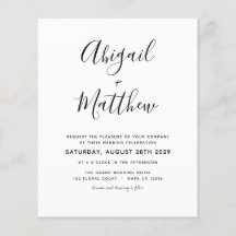 Budget Schwarze Weiße Minimalistische Hochzeitsein