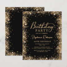 Budget Schwarzes Gold Glitter 60. Geburtstagseinla