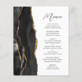 Budget-Schwarzgold-Achat-Script-Hochzeitsmenü (Vorderseite)