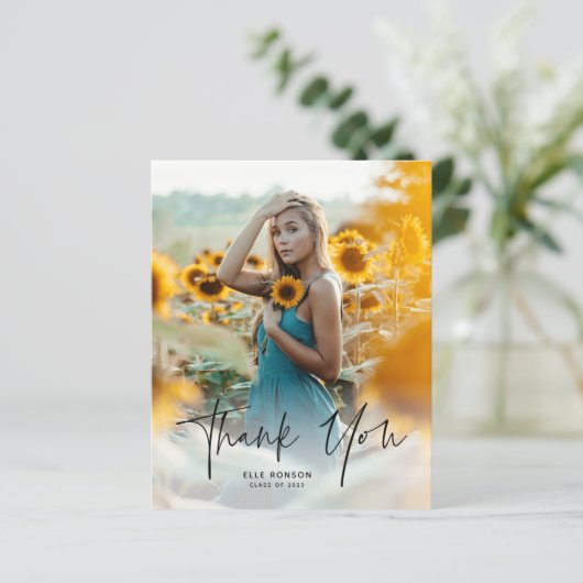 Budget Script 2 Foto Abschluss Danke Karte (Stehend Vorderseite)