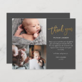 Budget Script 3 Foto Baby Danke Karte (Vorne/Hinten)