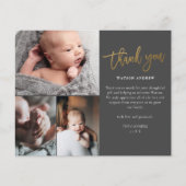 Budget Script 3 Foto Baby Danke Karte (Vorderseite)