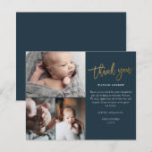 Budget Script 3 Foto Baby Danke Karte (Vorne/Hinten)