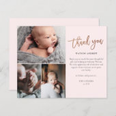 Budget Script 3 Foto Baby Danke Karte (Vorne/Hinten)