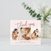 Budget Script 3 Foto Baby Danke Karte (Stehend Vorderseite)