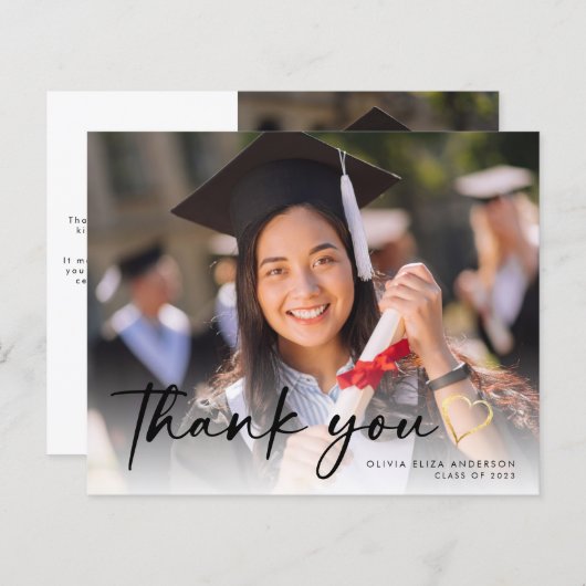 BUDGET Script Abschluss Foto Danke Karte (Vorne/Hinten)