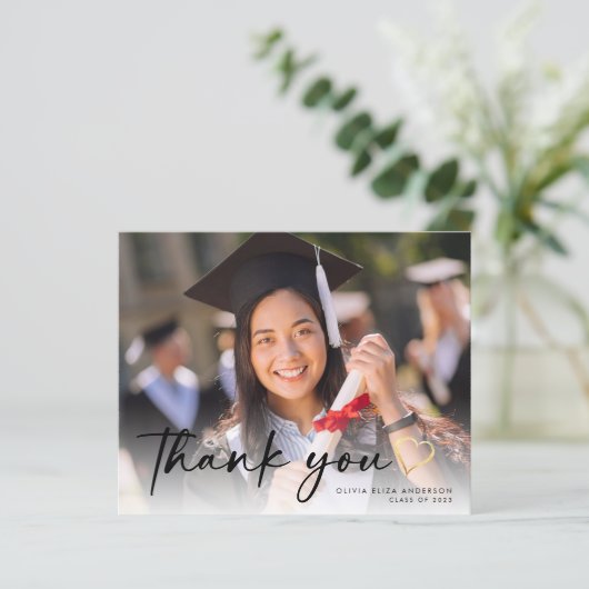 BUDGET Script Abschluss Foto Danke Karte (Stehend Vorderseite)