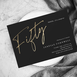 Budget Script Black Gold 50. Geburtstag Einladung