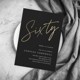 Budget Script Black Gold 60. Geburtstag Einladung