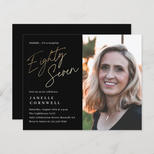 Budget Script Black Gold 87. Geburtstag (Vorne/Hinten)