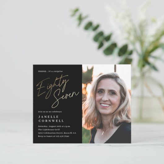 Budget Script Black Gold 87. Geburtstag (Stehend Vorderseite)