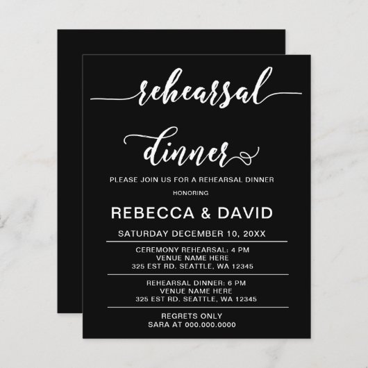 Budget Script Black Probe Einladung (Vorne/Hinten)