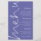 Budget Script Blue Wedding Menu (Vorderseite)