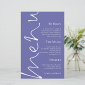 Budget Script Blue Wedding Menu (Stehend Vorderseite)