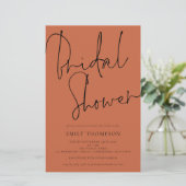 Budget Script Brautparty terracotta Einladung (Stehend Vorderseite)