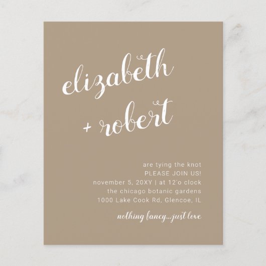 Budget Script Calligrafy Wedding Einladung (Vorderseite)