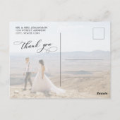 Budget Script Calligraphy Foto Wedding Vielen Dank Postkarte (Rückseite)