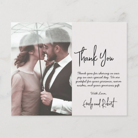 Budget Script Cream Foto Wedding Vielen Dank Flyer (Vorne)