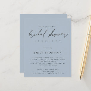 Budget Script Dusty Blue Bridal Shower