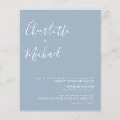 Budget Script Dusty Blue Foto Hochzeit Einladung (Vorderseite)