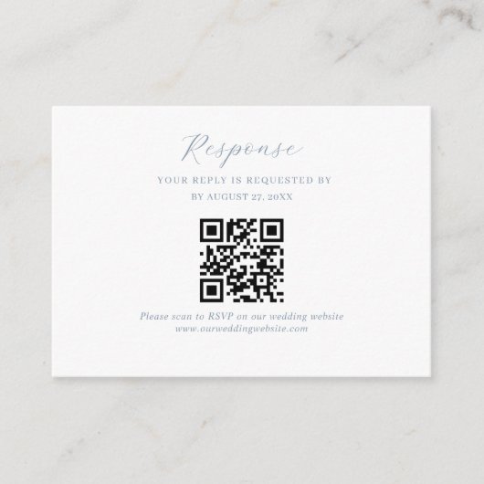 BUDGET Script Dusty Blue Wedding QR Code UAwg Begleitkarte (Vorderseite)